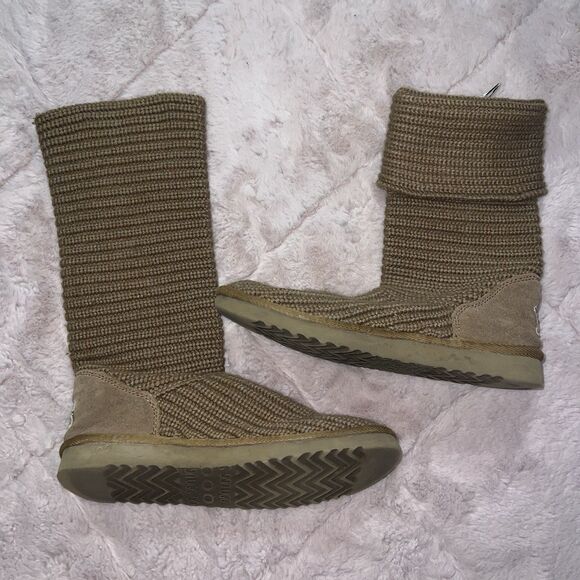 UGG australia tan/brown slouchy sock boot womens size 8 guc foldable - Picture 2 of 8